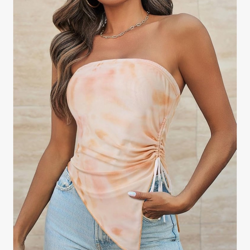 Chic Nation Peach Tie-Dye Tank Top